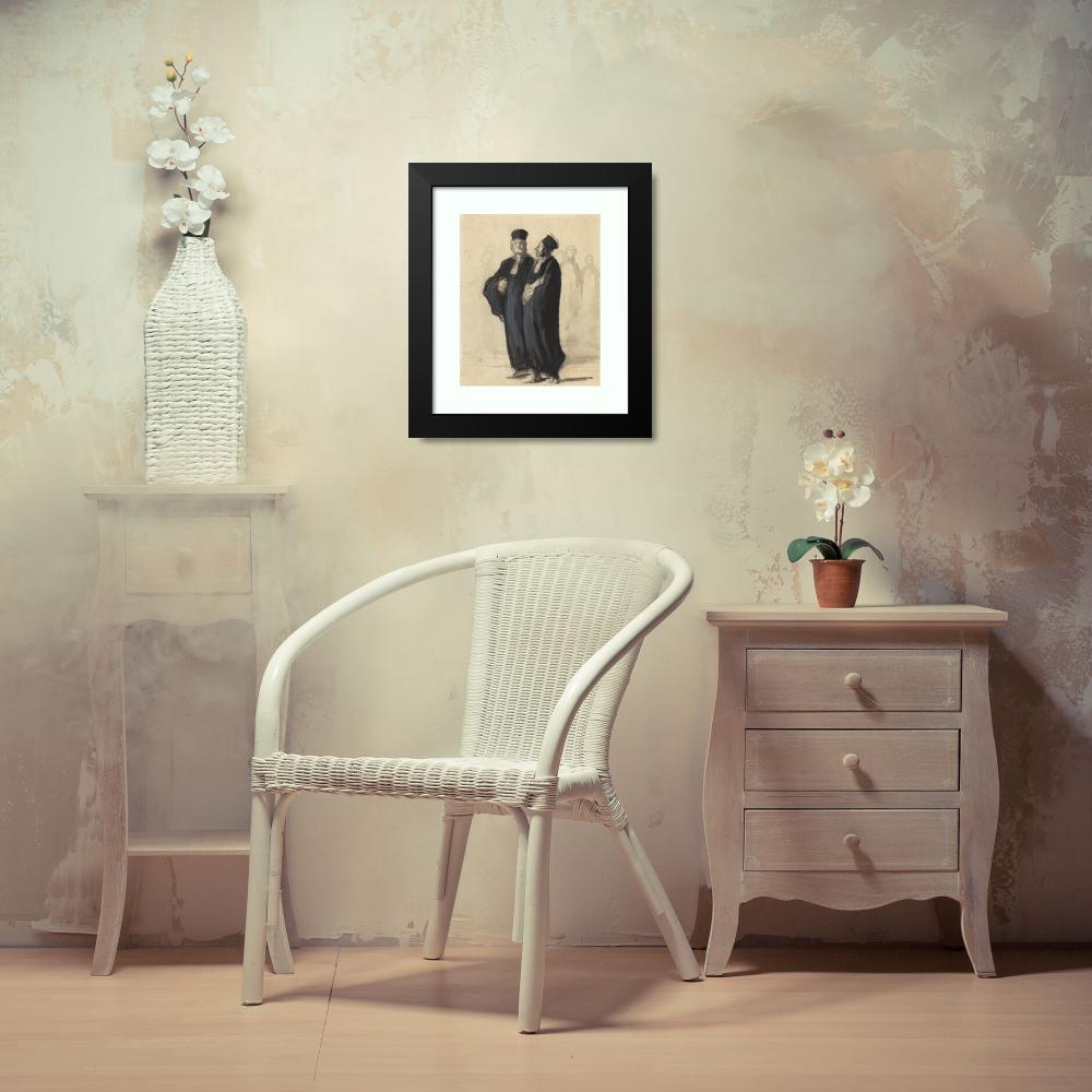 Honoré Daumier 12x14 Black Modern Framed Museum Art Print Titled - Two Lawyers II