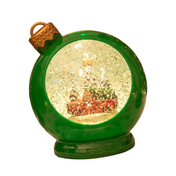 Bola de nieve navideña, bola de cristal navideña, regalo, decoración navideña en miniatura verde