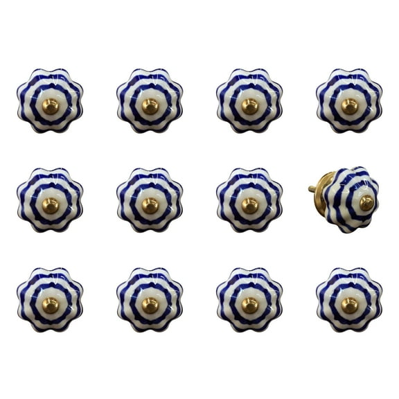 1.5" x 1.5" x 1.5" White Blue and Copper  Knobs 12 Pack