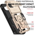 thumbnail image 2 of KOMI Phone Case for Google Pixel 9A Case with HD Screen Protector & Slide Camera Cover & Rotated Ring Kickstand, [Military-Grade] Phone Case for Google Pixel 9A, Gold, 2 of 5