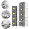 thumbnail image 3 of HEMXSZH 4 Layers Stackable Ornament Storage Plastic  Drawer Cabinet, Bathroom Storage Bins Set, White & Gray, 3 of 6