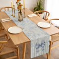 thumbnail image 2 of Vintage Blue Bow Table Runner Farmhouse Roses Floral Stripes Tablerunners 13 x 120 Inch, Table Decorations Tabletop Scarf for Summer Gathering Holiday Farmhouse Kitchen Dining Decor, 2 of 2
