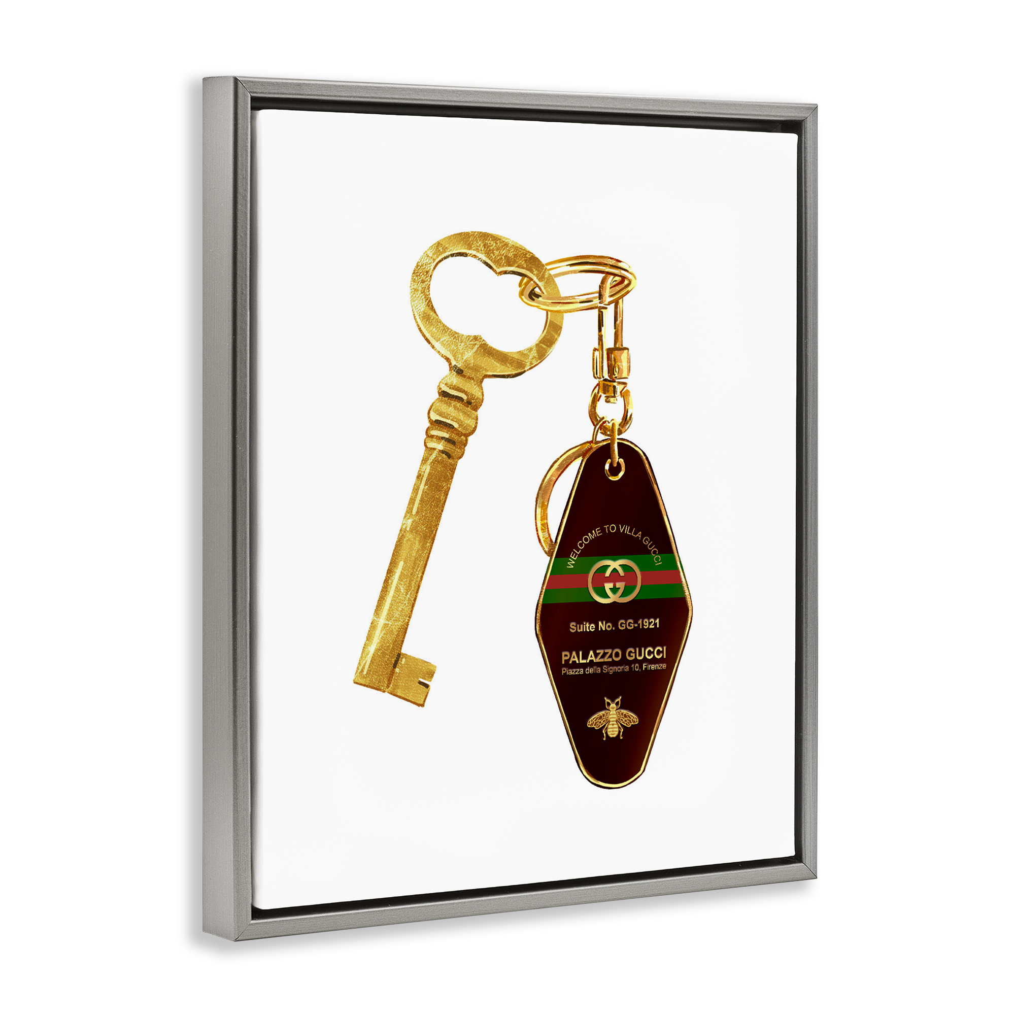 Luxury Hotel Key Gray Framed Floater Canvas Wall Art, design by Ziwei Li