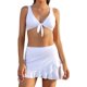 thumbnail image 1 of Traje de baño de 2 Piezas con Falda de Cintura Alta Estilo Deportivo con Nudo en la Parte Delantera y Cuello en V para Mujer Blanco M Blanco M Xishao ropa, 1 of 2