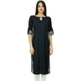 thumbnail image 6 of Bimba Women Plain Black Kurta Straight Rayon Kurti Casual Wear Chic Tunic, 6 of 6