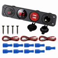 thumbnail image 1 of 4 in 1 Marine Switch Panel,12V 4.2A Dual USB Charger Socket Power Outlet & LED Voltmeter & Cigarette Lighter Socket & LED Lighted ON Off Rocker Toggle Switch for Truck Car Marine Boat RV, 1 of 7