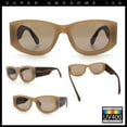 thumbnail image 2 of Womens Squared Rectangle Frost Matte Thick Temple Plastic Mod Sunglasses Beige - Brown, 2 of 8