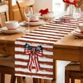 thumbnail image 5 of Thin Brown Lines Table Runner 72 Inches, Patriotic Bow Vintage Distressed Striped Bed Runner Dresser Scarves Tabletop for Indoor Outdoor Parties/Ceremony/Banquet, 14" x 72", 5 of 9