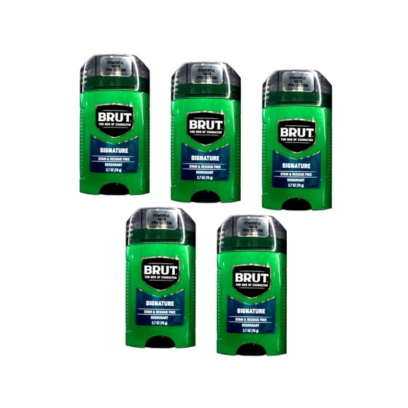 Brut Signature Deodorant Stick for Men, Stain and Residue Free, Powerful Odor Protection, 2.7 oz (5 Pack)