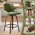 thumbnail image 5 of CDCASA Swivel Bar Stools Set of 2, 26 Inch Counter Height Bar Stools with High Backrest, Linen Wood Upholstered Modern Barstools for Kitchen Counter, Green, 5 of 9