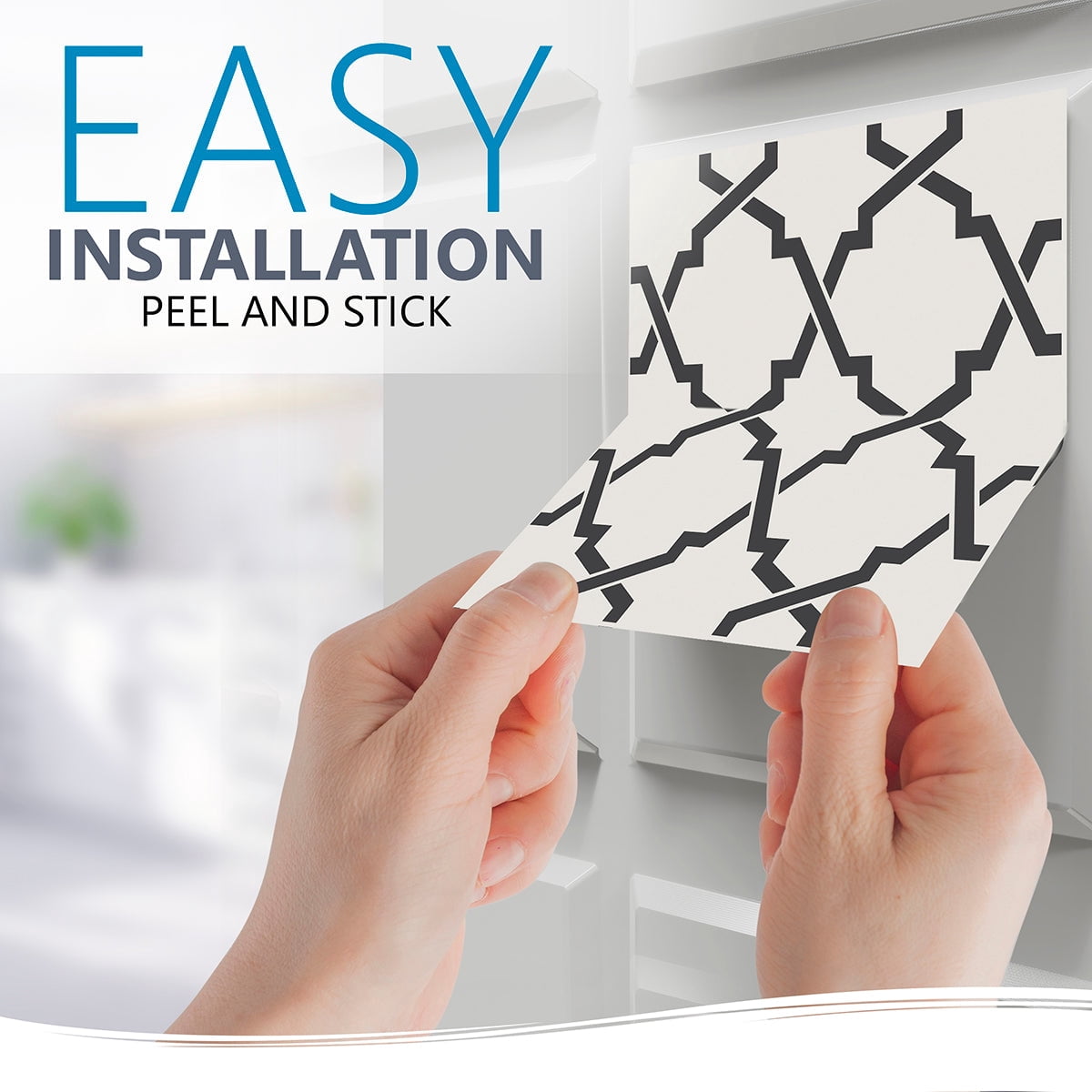 Mi Alma Removable Vinyl Line Pattern Black Backsplash Tile Stickers, 24pcs