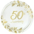 thumbnail image 2 of Amscan 592503 Happy 50th Anniversary Party Lunch Paper Plates (8 Ct.), 10 1/2", Gold, 2 of 2