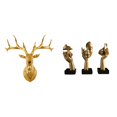 thumbnail image 1 of Escultura de cabeza de ciervo de resina y estatuas de pensadores abstractos, obra de arte bohemia, para montar en la pared, decoración de mesa colecci, 1 of 8