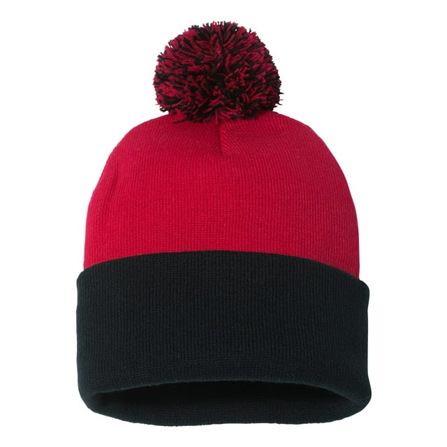 Sportsman Bonnet Tricoté Pom-Pom 12, Taille Unique, Rouge Noir