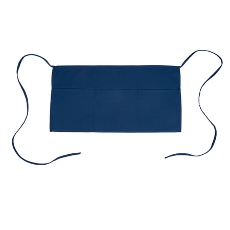 Restaurantware-Chef 101 Waist Aprons 100 Server Aprons With 3 Pockets - Half Waist Machine Washable Blue Poly-Cotton Unisex Apron For Hotel Bar Cafe Salon Restaurant Spa Florist And More