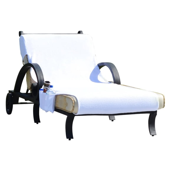 Linum Home Textiles CL00-SWP Standard Size Chaise Lounge Cover with Side Pockets - White