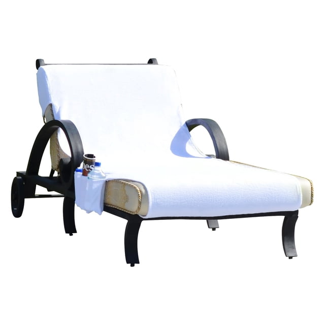 Linum Home Textiles CL00-SWP Standard Size Chaise Lounge Cover with Side Pockets - White