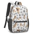 thumbnail image 2 of Golden Retriever and Dog Paw Print 17" School Backpacks for Teens,Waterproof Oxford Fabric,S-Shape Padded Straps for School,Travel,Hiking,Camping, 2 of 6