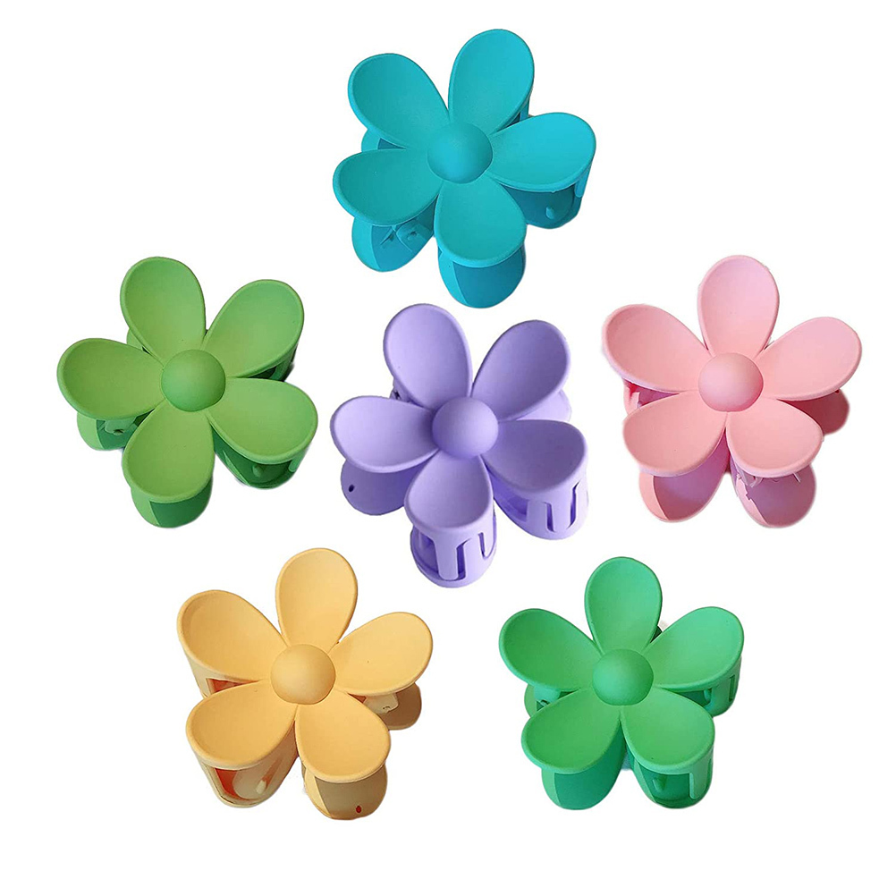 6 Pcs Small Acrylic Hair Claw Clips Plastic Flower Shaped Jaw Clips Non Slip Hair Clamps
