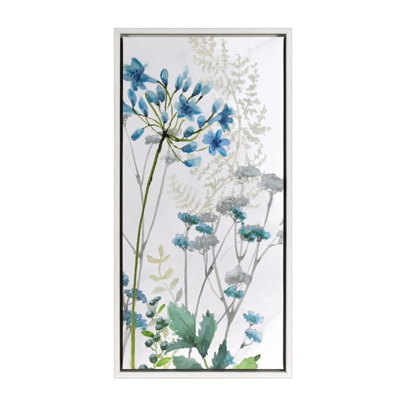 Crystal Art Gallery CA 14.8x28.5 Framed Picture Frame Wall Art, Blue Agapanthus Floral Canvas Print, Watercolor Botanical Decor, Light Farmhouse Frame
