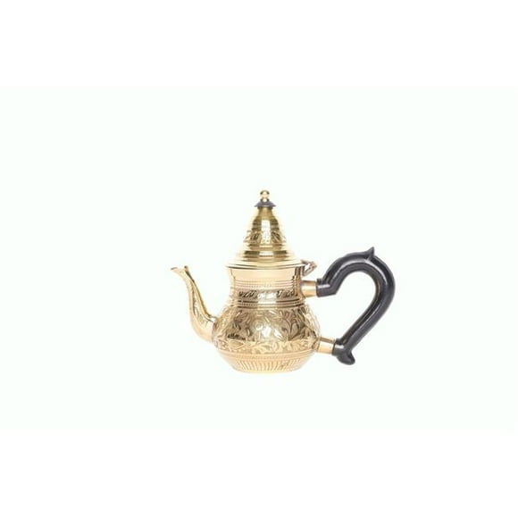 Wally Decor 10-1-6743 Handmade Engraved Brass Teapot with Rubber Handle