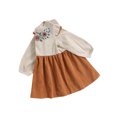 thumbnail image 2 of Kmbangi Baby Long Sleeve Dress with Ruffle Decoration, Flower Corduroy, 2 of 9