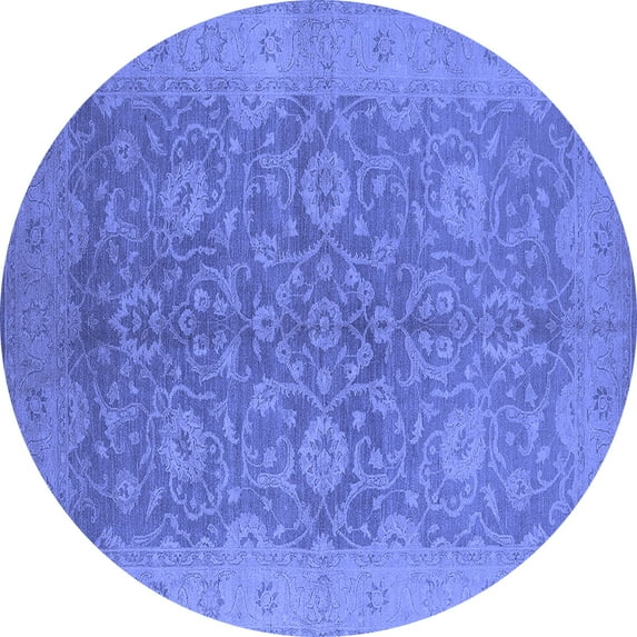 Ahgly Company Indoor Round Oriental Blue Industrial Area Rugs, 8' Round