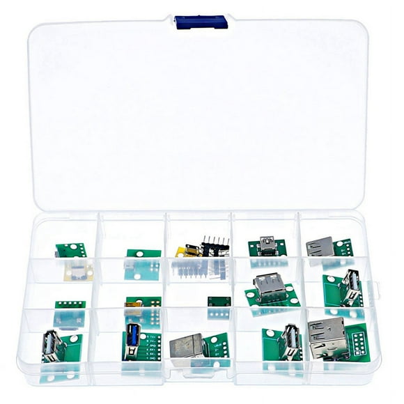 Mini USB to DIP Connector with PCB Board, Micro-USB,USB 2.0,Type C,USB B,USB 3.0,16 Models Socket Adapter Set