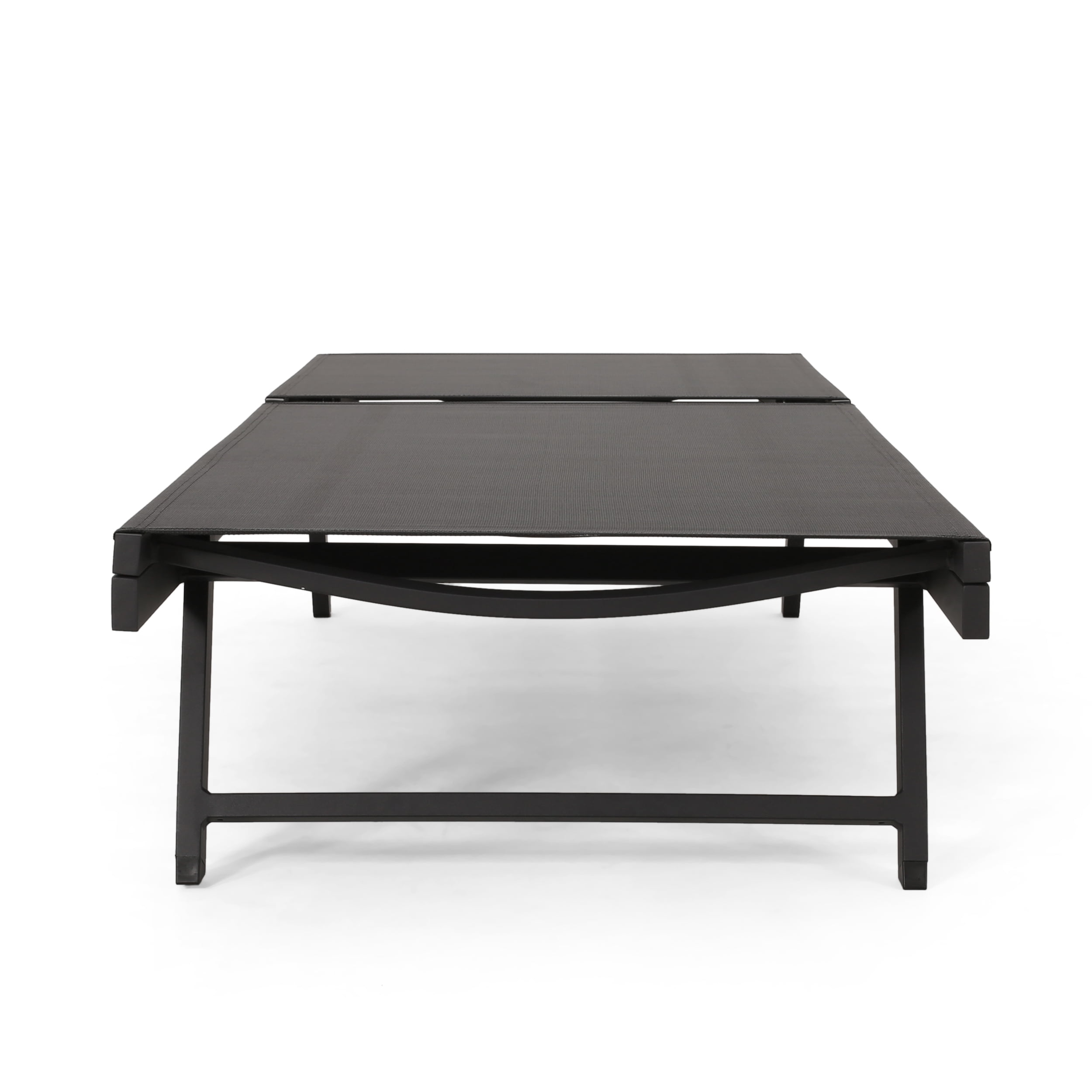 Noble House Castiel Reclining Aluminum Outdoor Chaise Lounge - Set of 2, Black/Dark Gray