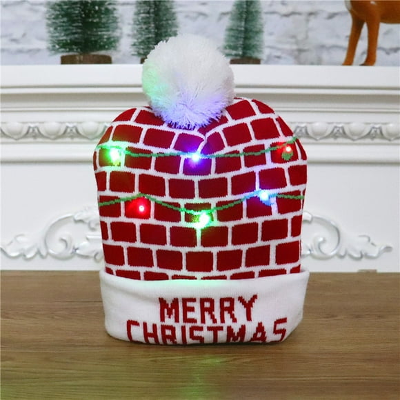 Christmas Hat Knit LED Light Hat For Unisex Winter Pom Pom Hats, Holiday Party Beanie Cap Xmas Gifts MulticolorChristmas Hat, Santa Hat Holiday Velvet Comfort Extra Thicken Fur Xmas Hat for New Year