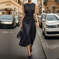 thumbnail image 3 of Efsteb Formal Dresses Women's Casual Long Sundress Tie Split Sleeveless Sundresses Elegant Solid Color Round Neck Midi Dress （Black，S）, 3 of 6