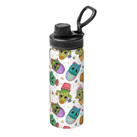 

Tebeau Cactus And Insects Print Water Bottle 18oz Sports Insulated Kettle Stainless Steel Outdoor Drinking Bottles Fashion Travel Cup