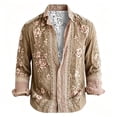 thumbnail image 4 of Men's Boho Floral Button Down Shirt Relaxed Long Sleeve Top Wedding Guest Outfit, 4 of 5
