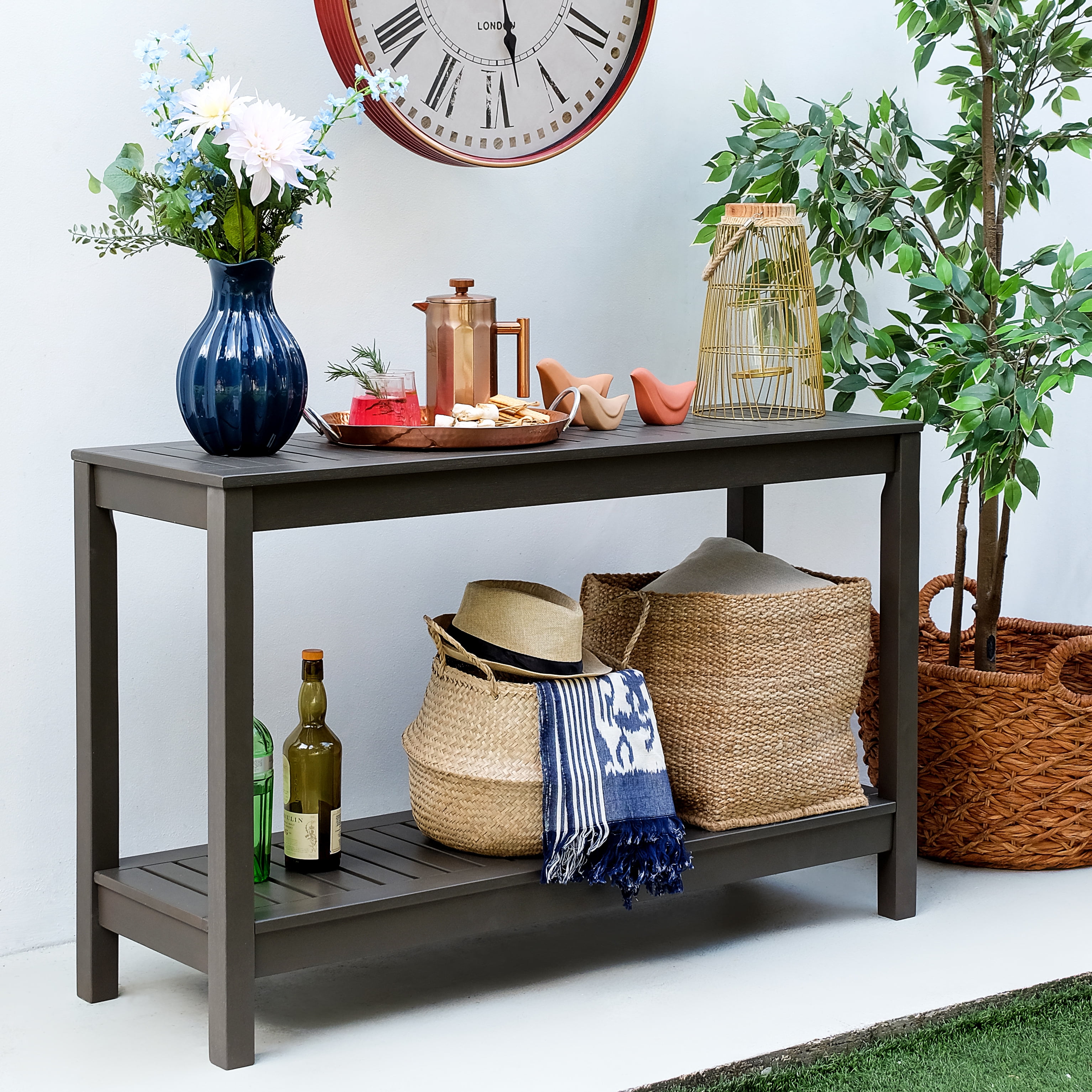 Cambridge Casual Sailendra Collection Wood Outdoor Console Table, Dark Gray