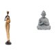 thumbnail image 1 of Escultura de Buda de una mujer tribal africana y un mono, obra de arte para decoración del hogar, dormitorio, mesa, mueble de TV, hotel, patio, patio, 1 of 8