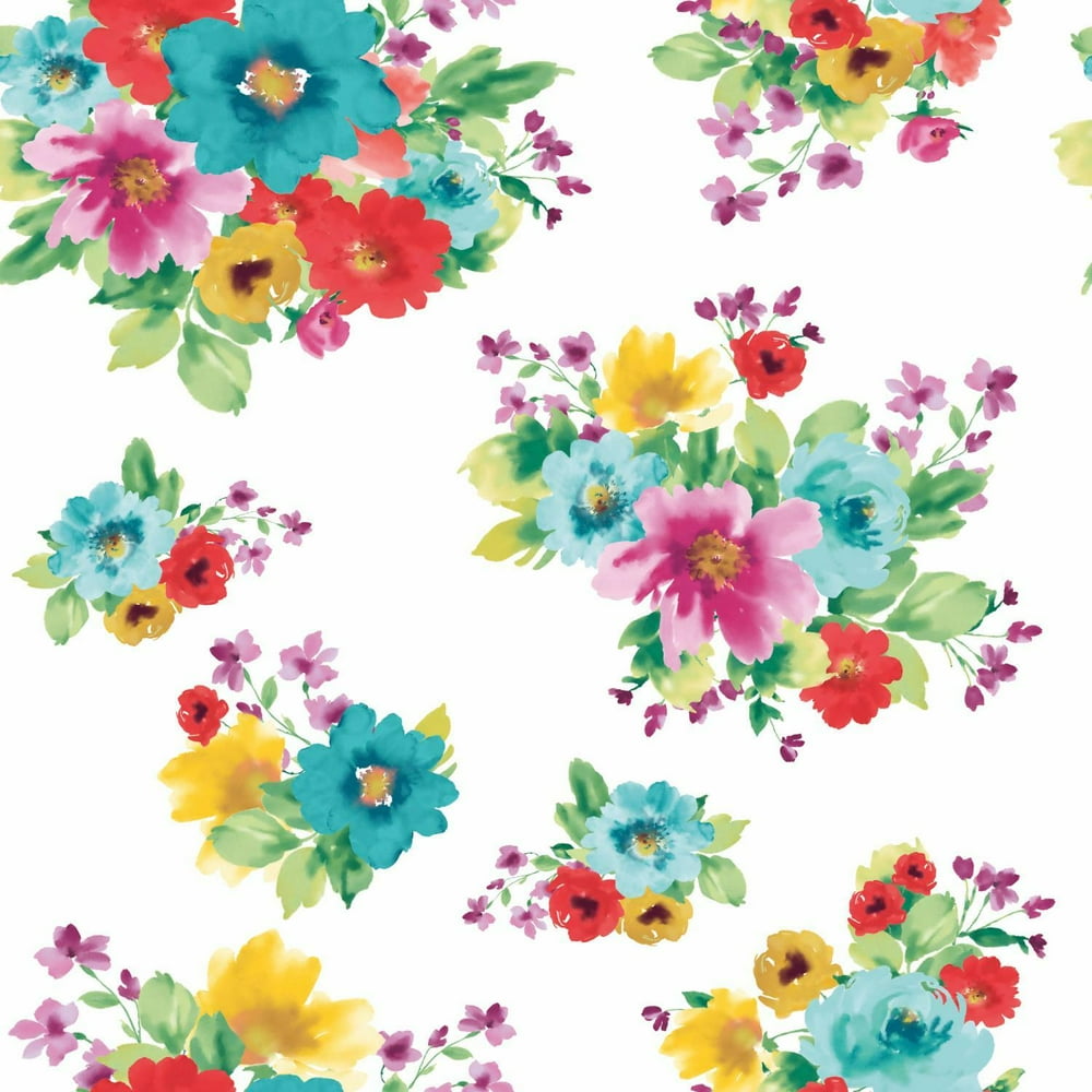 The Pioneer Woman Pink Breezy Blossoms Peel and Stick Wallpaper, 18" x