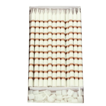 - Koyal Wholesale Birthday Candles Rose Gold Striped, Includes Candle Holders, 24-Pack Tall Cake Candles