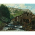 thumbnail image 2 of Gustave Courbet 18x15 Black Ornate Wood Framed Double Matted Museum Art Print Titled - A Mill in a Rocky Landscape (1873), 2 of 5