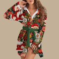thumbnail image 2 of Women's Long Sleeve Plush Bathrobe - Winter Warm Christmas Printed Homewear, Red, XL, 2 of 5