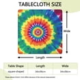 thumbnail image 2 of Colorful Rainbow Tie Dye Spiral Pattern Square Fitted Tablecloth with Elastic Edge,Square Table Cover,Washable Elastic Table Cover for Home Kitchen Party Decor 34"x34", 2 of 6