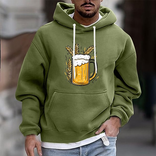 Sudadera con capucha para hombre, estilo casual, con cuello redondo, estampado, manga larga, blusa de poliéster