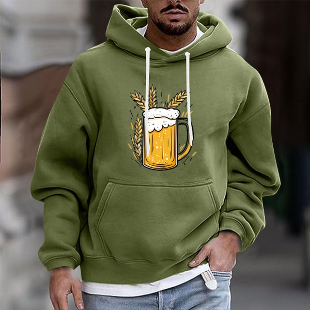 Sudadera con capucha para hombre, estilo casual, con cuello redondo, estampado, manga larga, blusa de poliéster