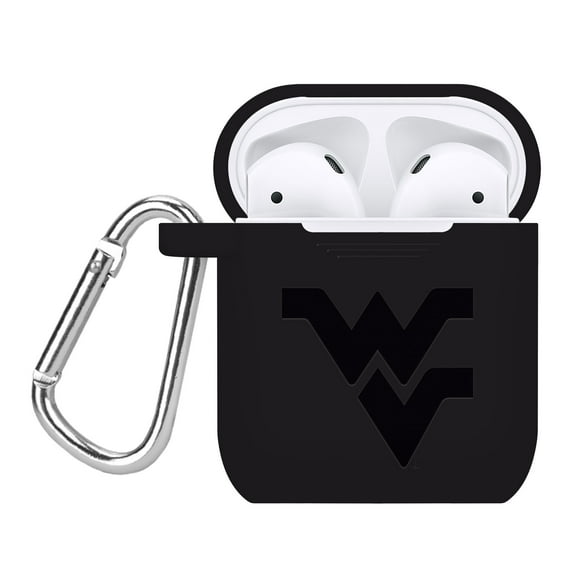 West Virginia Mountaineers Engraved Silicone Case Cover Compatible with Apple AirPods Gen 1 & 2 (Black) by Affinity Bands