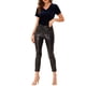 thumbnail image 2 of Camiseta casual de terciopelo para mujer Inspire Chic, de cuello en V, de manga corta, 3XL, azul oscuro, 2 of 6