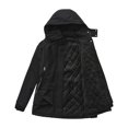 thumbnail image 4 of Women's Casual Stylish Hiking Jacket - Detachable Hood Windproof Waterproof Warm Cotton Coat, Black, L, 4 of 5