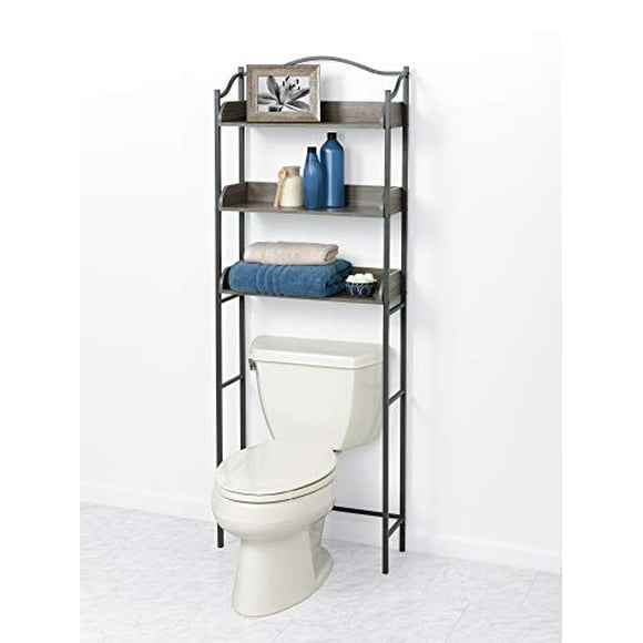 Zenna Home Économiseur d'Espace de Salle de Bain à 3 Niveaux, Gris Bois Flotté/étain