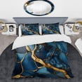 thumbnail image 2 of Designart "Abstract Marble Mosaic in Gold and Sapphire Blue IV" Abstract Bedding Covert Set - Abstract Gold Modern Bed Set With 2 Shams, 2 of 5