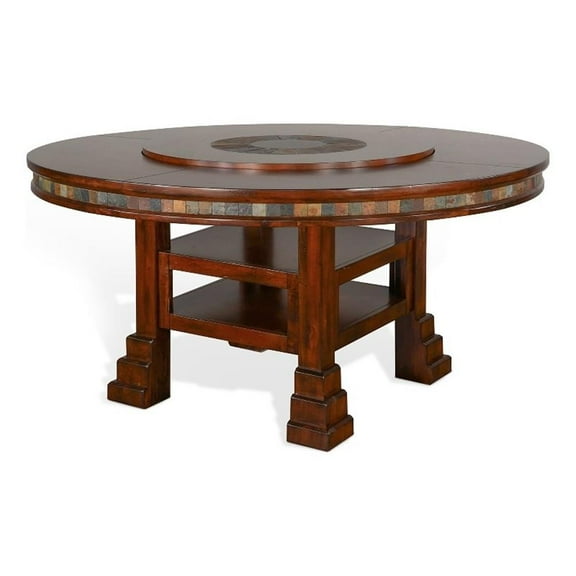 Pemberly Row Contemporary 60" Round Dining Table with Lazy Susan