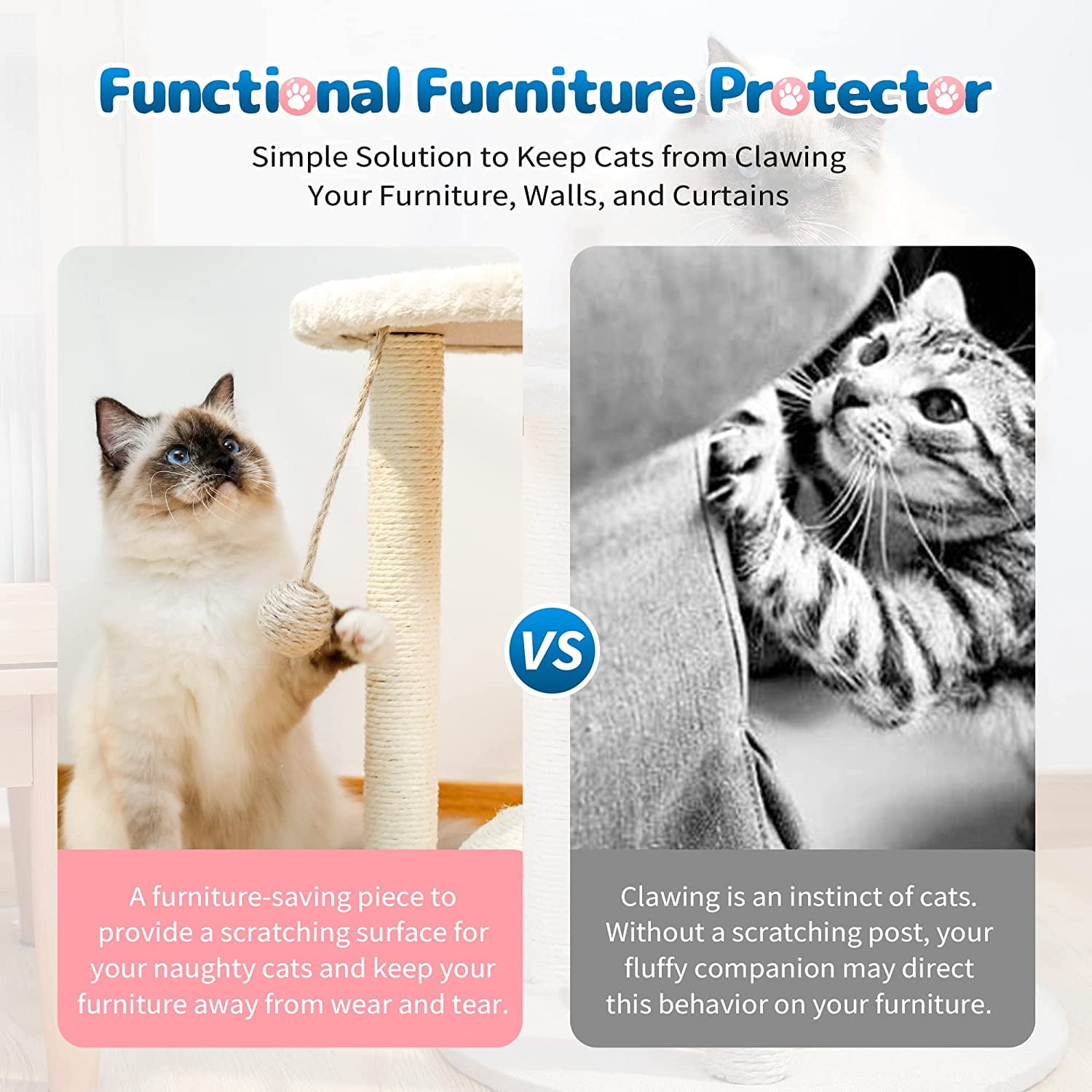 Made4Pets 17 in tall Small Cat 4 in 1 Kitten Scratch Scratching Posts with Assembly Tools, Beige