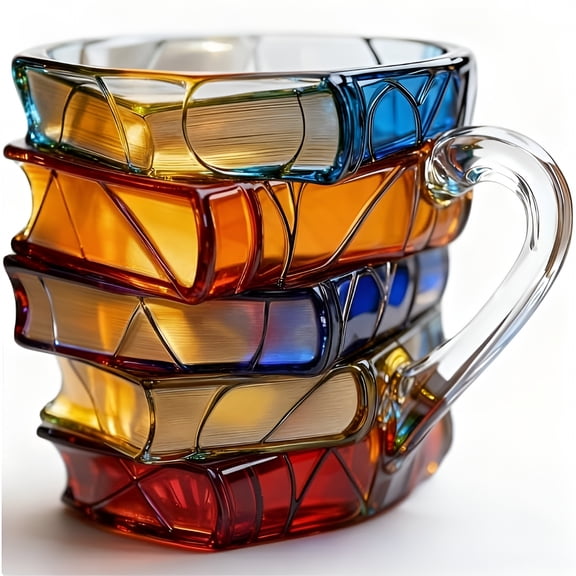 ACDANC 2026 New Chapter Book Mug Novelty Coffee Mugs, 3D Painted Book Coffee Mug, Novelty Unique Books Coffee Cup, Painted Glass Coffee Cup Gift for Readers, for Book Lovers, Home, Office, Reading.